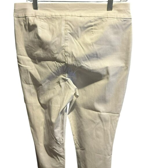 Chicos Crop White Fringed Pants SZ=2 Stretch Wide Waistband - Picture 2 of 3